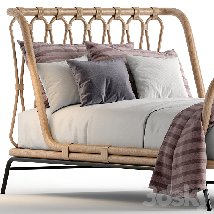 Crate & Barrel rattan kids bed Bed 3D model