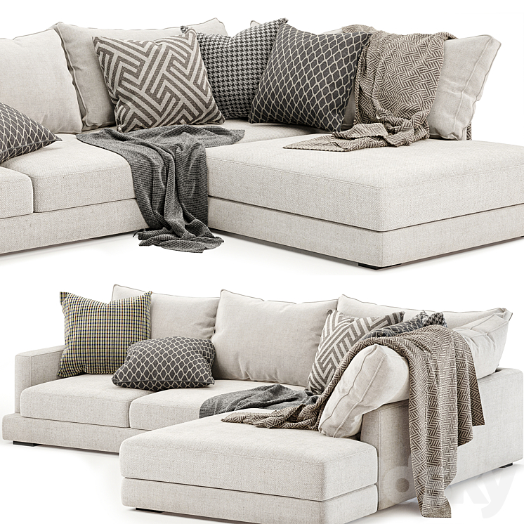 Tully sofa with chaise 3D Model