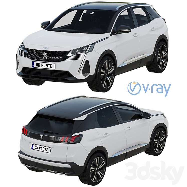 Peugeot 3008 2021 3D Model Free