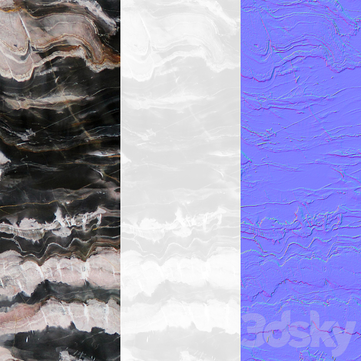 Seamless Confusion Dark Marble Material 3DS Max - thumbnail 2