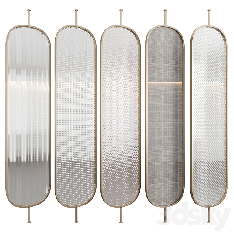 Decorative partition with embossed glass 3D Model