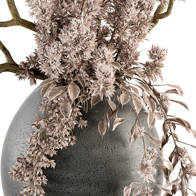 Bouquet – Dried Branch in Concrete vase 71 3DS Max - thumbnail 2