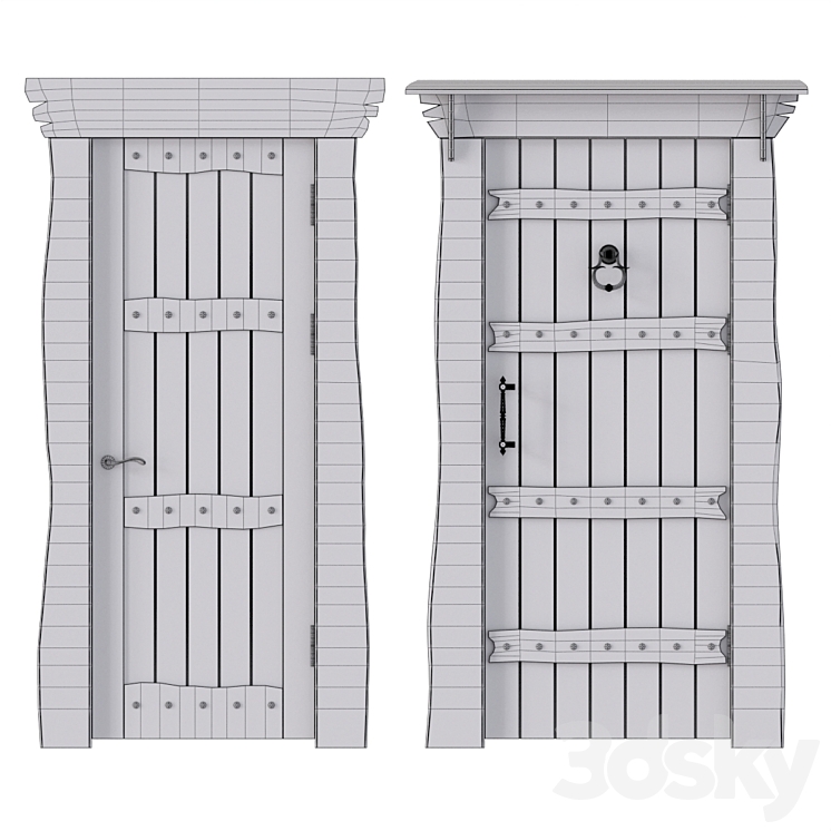 Solid wood doors 3D Model