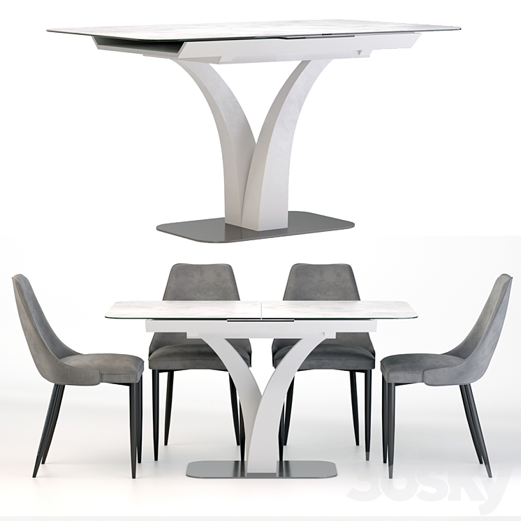 AERO table FRANCE chair B140 3D Model