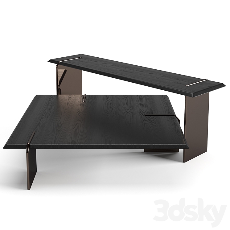 Minotti Keel square coffee tables set 3D Model