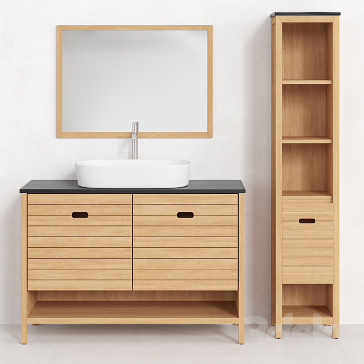 Bathroom furniture set by La Redoute Saturne Acacia # 01 3D Model