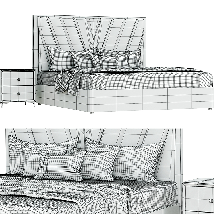 Nordic High end wedding bed design 3D Model Free