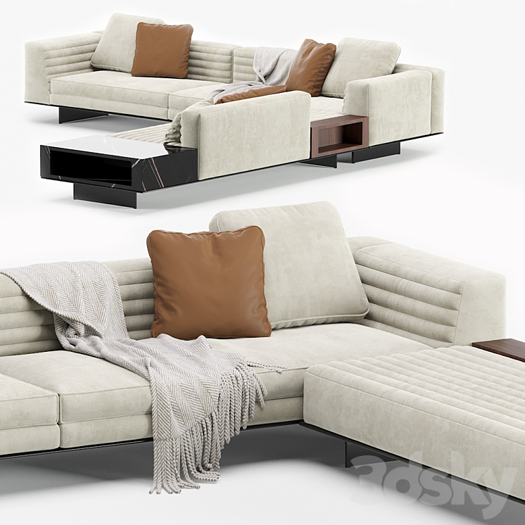 Minotti roger modular sofa 3D Model