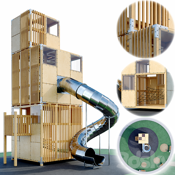 Children’s play complex Tower. Playground 3D Model