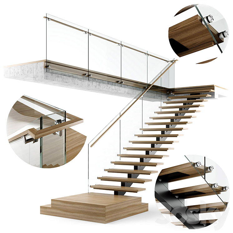 Modern interior stair 06 3D Model