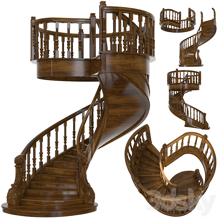 Spiral staircase classical 3D Model