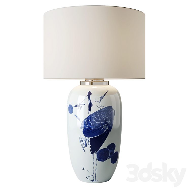 Chinoiserie Ceramic Table Lamp 3DS Max - thumbnail 2