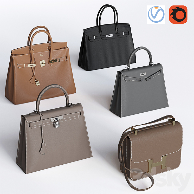 Set of bags 7. Hermes 2 3DS Max - thumbnail 1