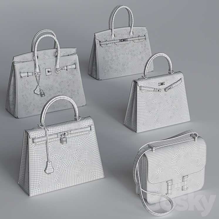 Set of bags 7. Hermes 2 3DS Max - thumbnail 2