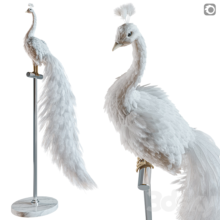 Artificial White Peacock 01. 3DS Max Model - thumbnail 1