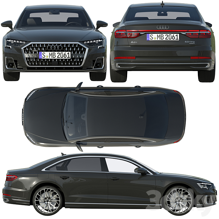 Audi A8 L 2022 3D Model
