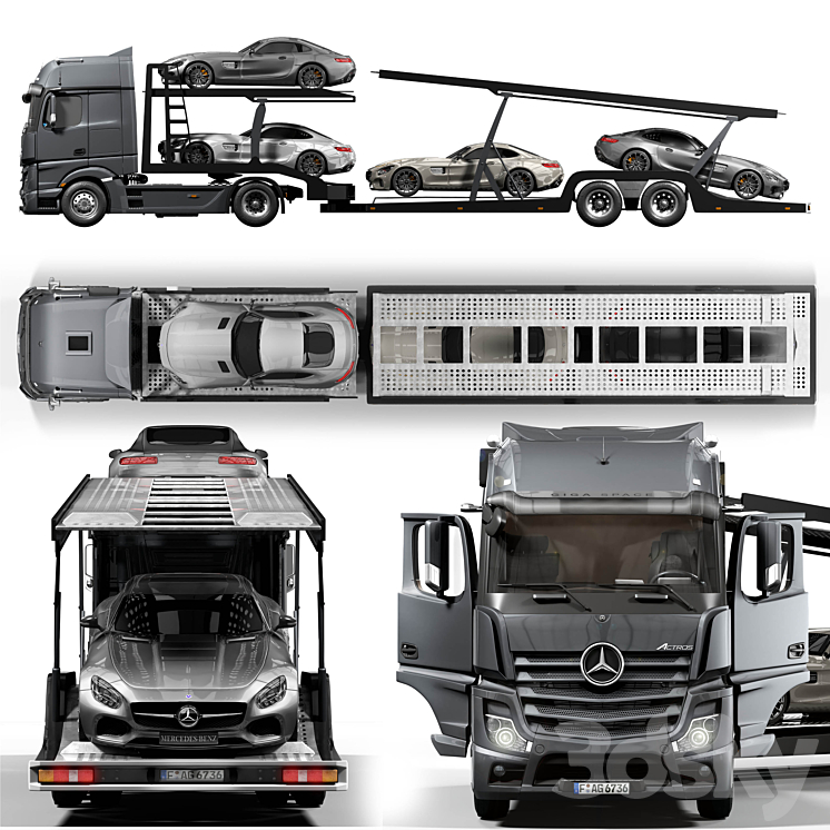 Mercedes actros 3DS Max Model - thumbnail 2