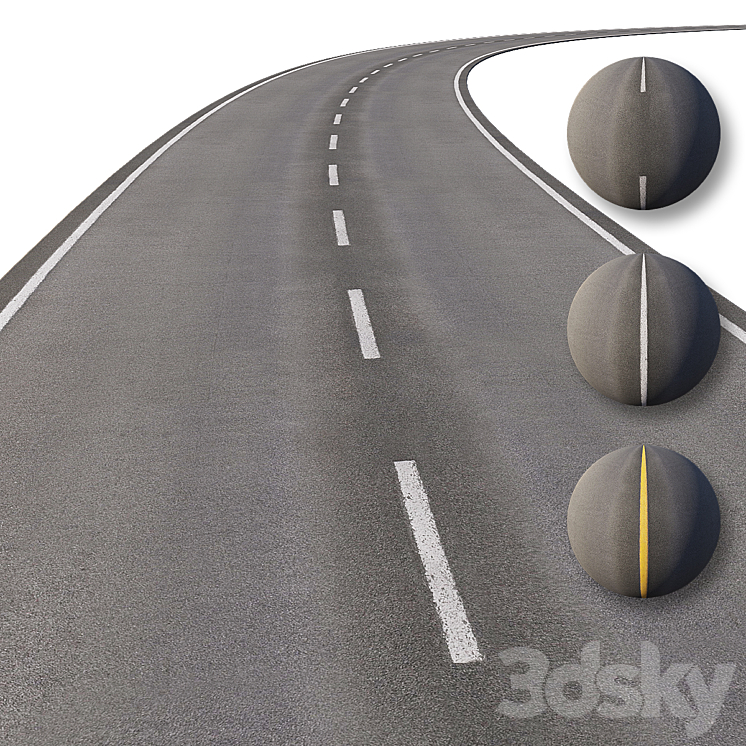[3DSKY] Road With Markings 3D Model NEW UPDATE 2023