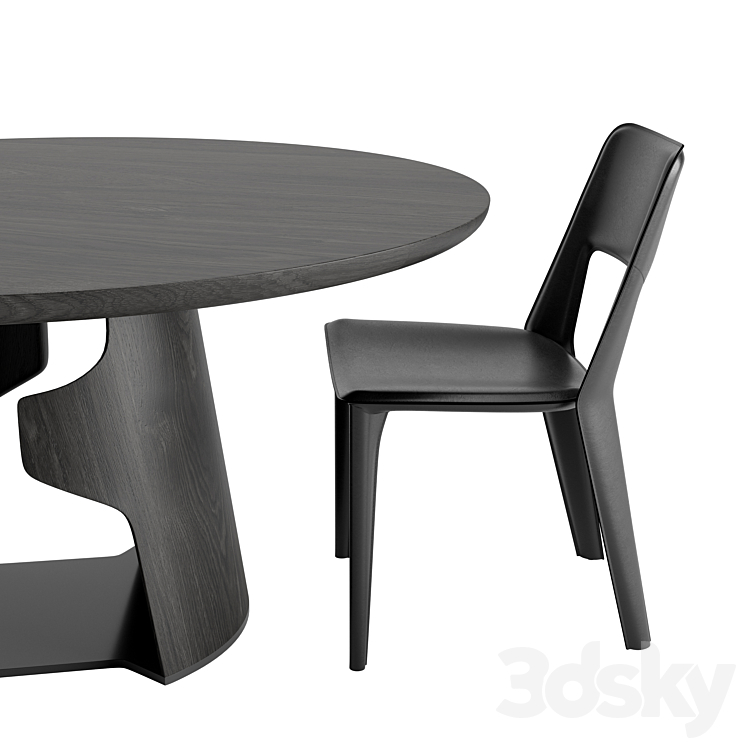 Holly Hunt Pelle Dining Chair + Cava Dining Table 3DS Max - thumbnail 2
