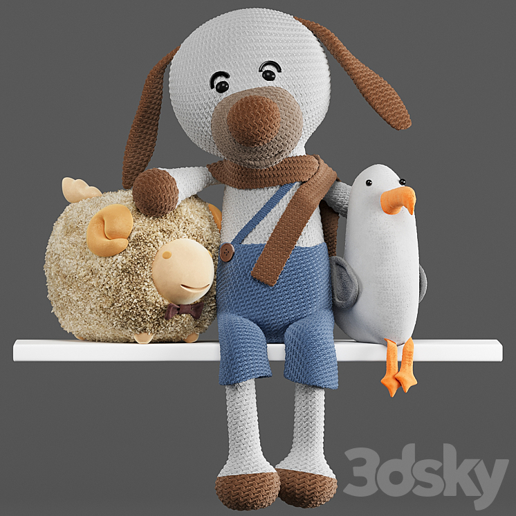 Toys dolls: dog sheep Seagull 3DS Max - thumbnail 1
