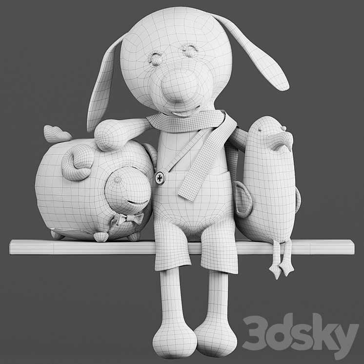 Toys dolls: dog sheep Seagull 3DS Max - thumbnail 2