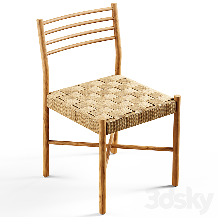 Zara Home – The oak chair with wicker seat 3DS Max - thumbnail 1