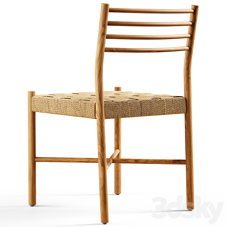 Zara Home – The oak chair with wicker seat 3DS Max - thumbnail 2