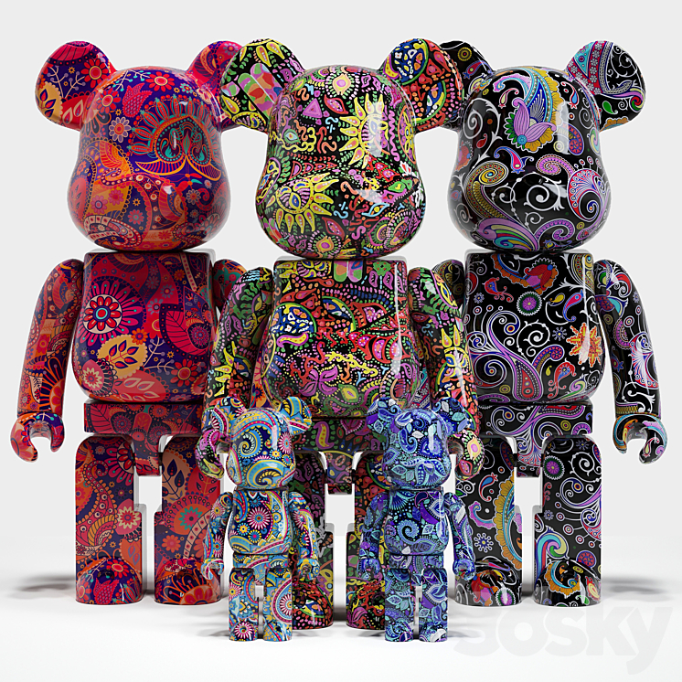 Bearbrick \/ Psychedelic Paisley 3DS Max Model - thumbnail 1