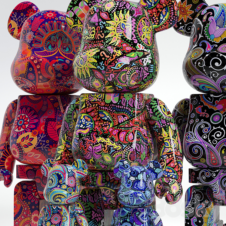Bearbrick \/ Psychedelic Paisley 3DS Max Model - thumbnail 2