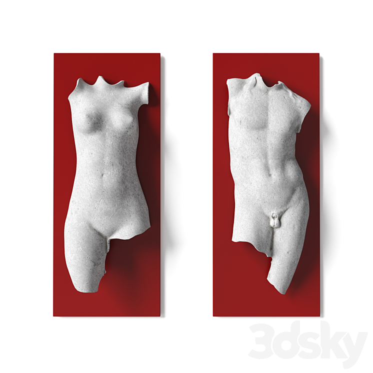 Man and woman torso wall panel 3DS Max Model - thumbnail 1