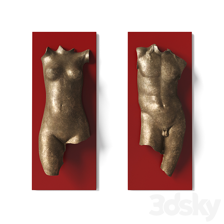 Man and woman torso wall panel 3DS Max Model - thumbnail 2