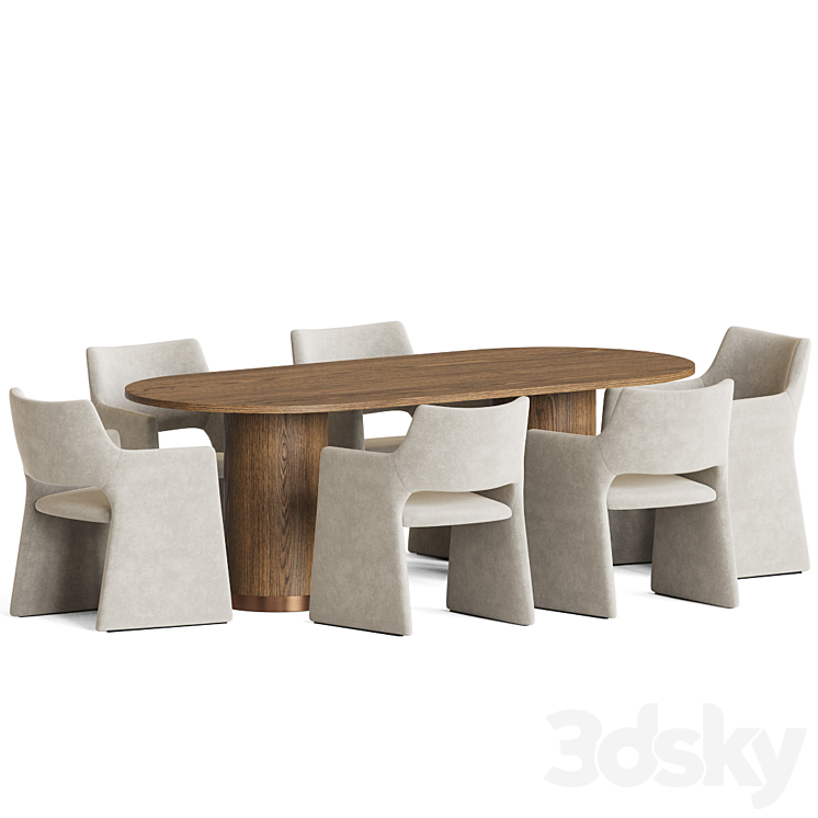Foley Chair Campbell Table Dining Set 3DS Max Model - thumbnail 2