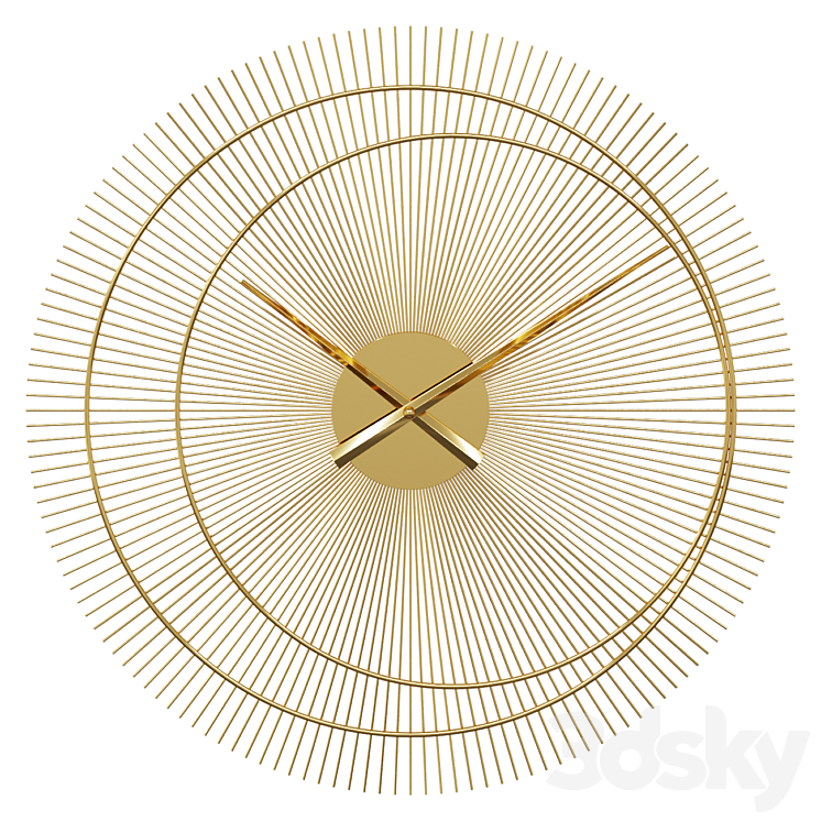Gold metal clock D60cm Wall clock dubai 3D Model