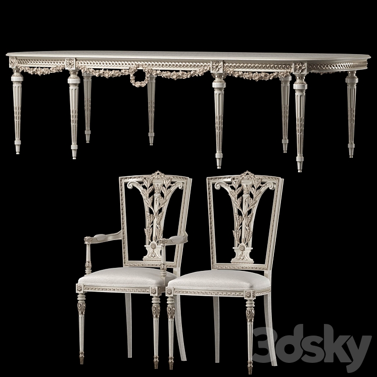 kosovart daphne table and chair 3DS Max Model - thumbnail 2