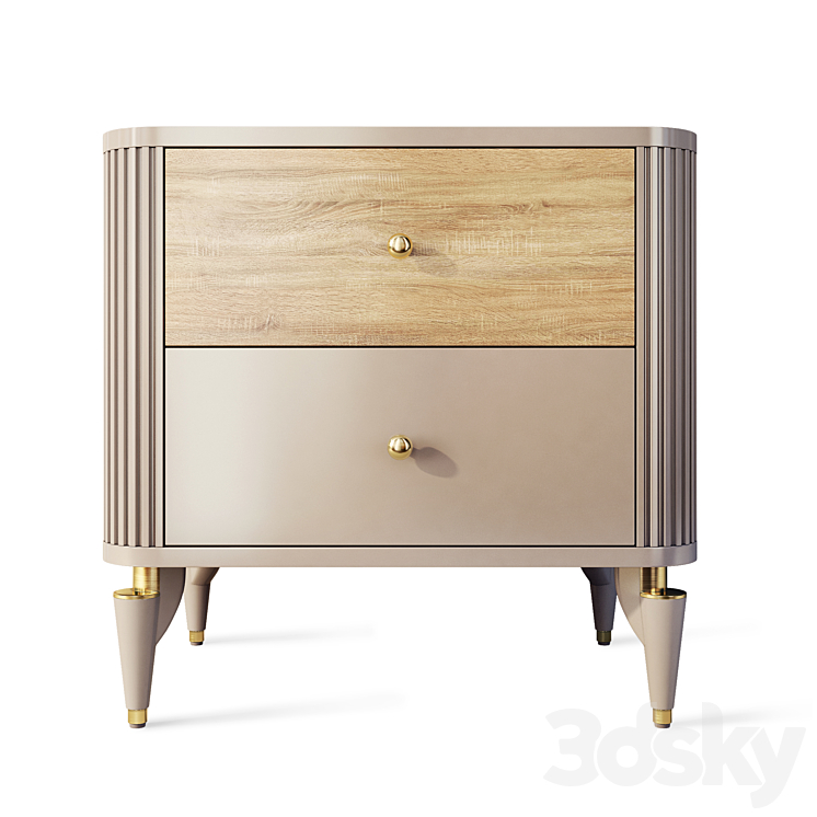 Chest of drawers and bedside table Art Deco Sanvito. Nightstand sideboard Bellona 3DS Max - thumbnail 2