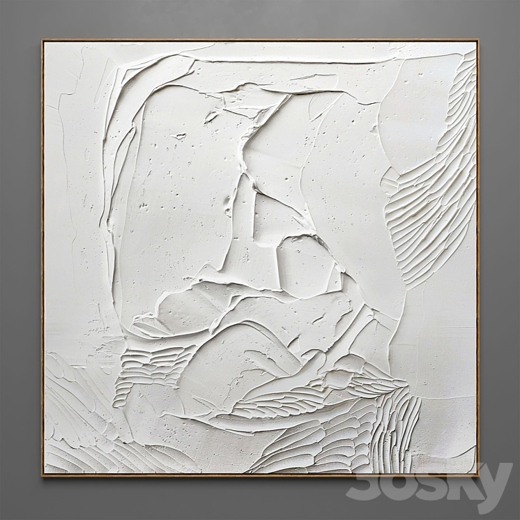 Plaster two square photo frames 04 3D Model