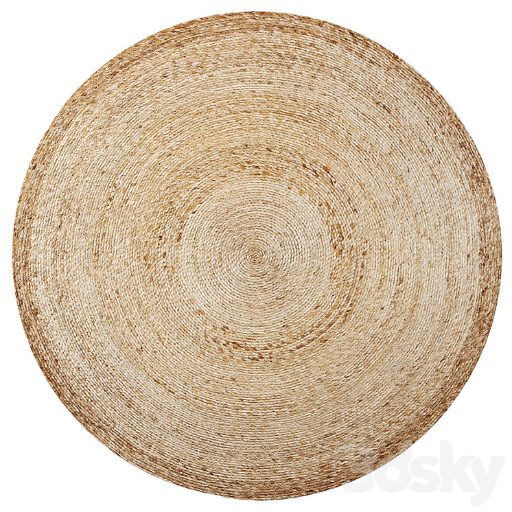Round jute rug 200 3DS Max Model - thumbnail 1