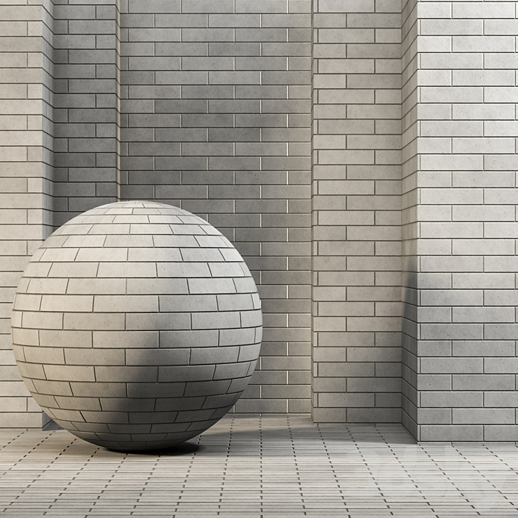 3 Gray Brick Texture 4k (3 Pattern) Seamless – Tileable 3D Model