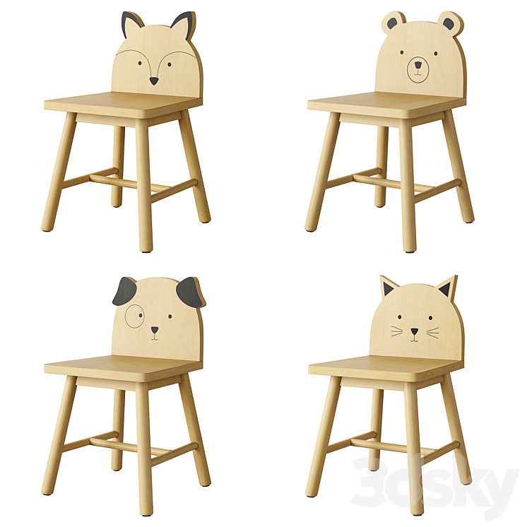 Crate and Barrel Animal Kids Chair 3DS Max Model - thumbnail 1