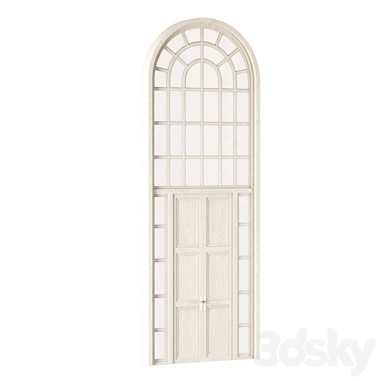 Arch Window with entrance door 3D Model Free