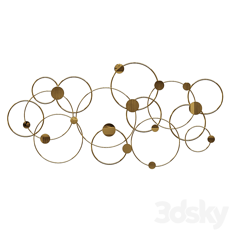Gold Metal Circles Wall Art 90x45cm Wall Mural Wall Decor Other