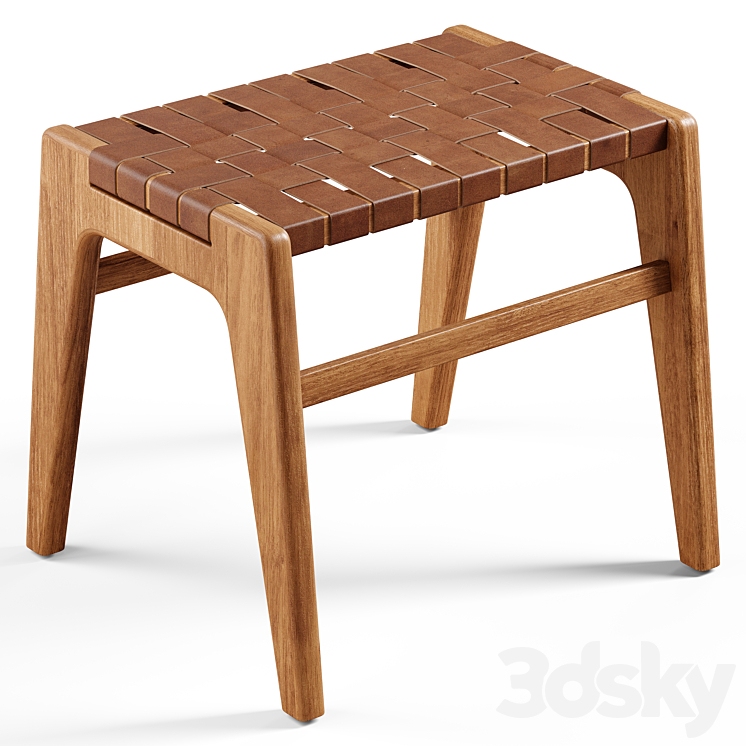 Zara Home – The stool with leather seat 3DS Max Model - thumbnail 1