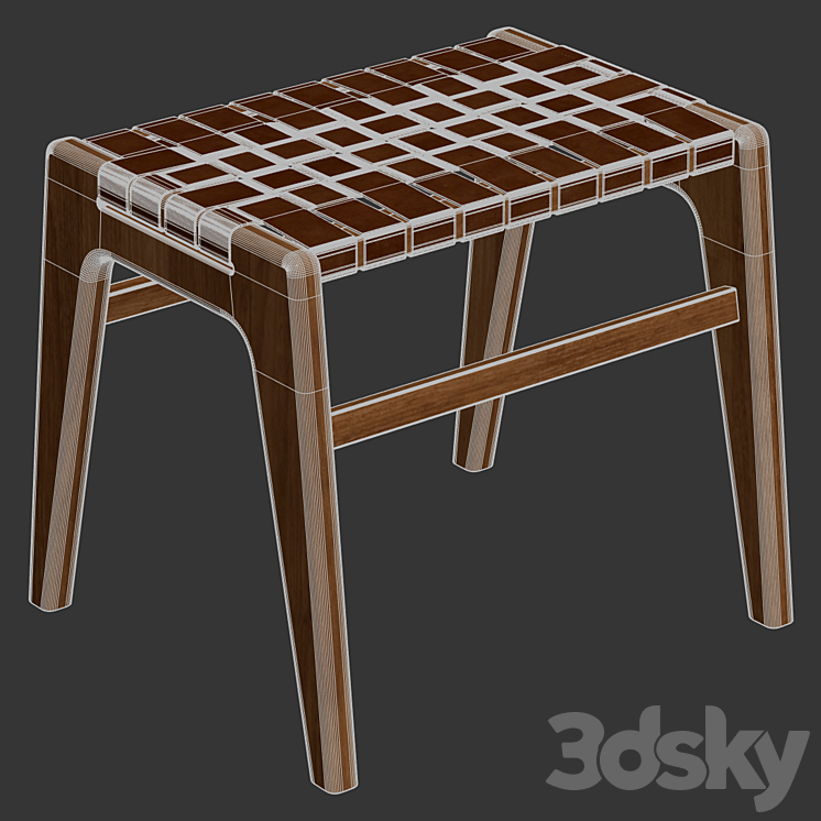 Zara Home – The stool with leather seat 3DS Max Model - thumbnail 2