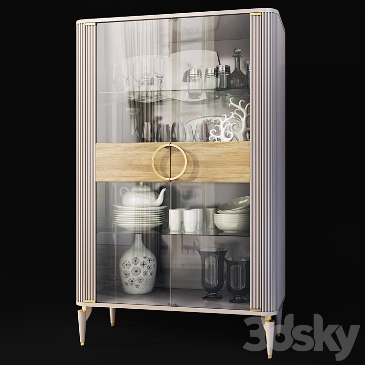 Wardrobe with glass showcase Art Deco Sanvito .Cabinet \/ showcase Bellona 3DS Max - thumbnail 1