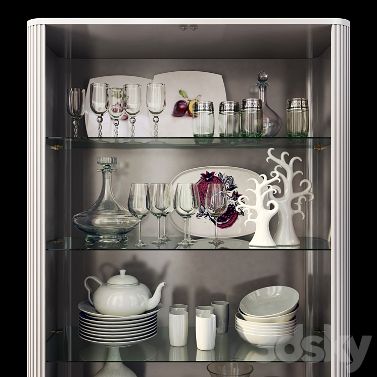 Wardrobe with glass showcase Art Deco Sanvito .Cabinet \/ showcase Bellona 3DS Max - thumbnail 2