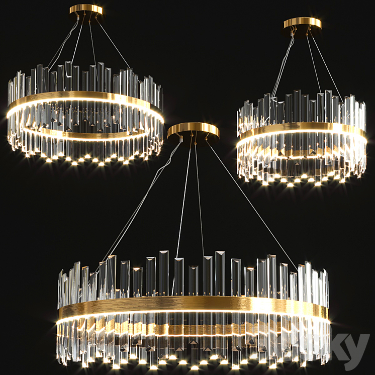 Modern Luxury Crystal Chandelier 3DS Max Model - thumbnail 2
