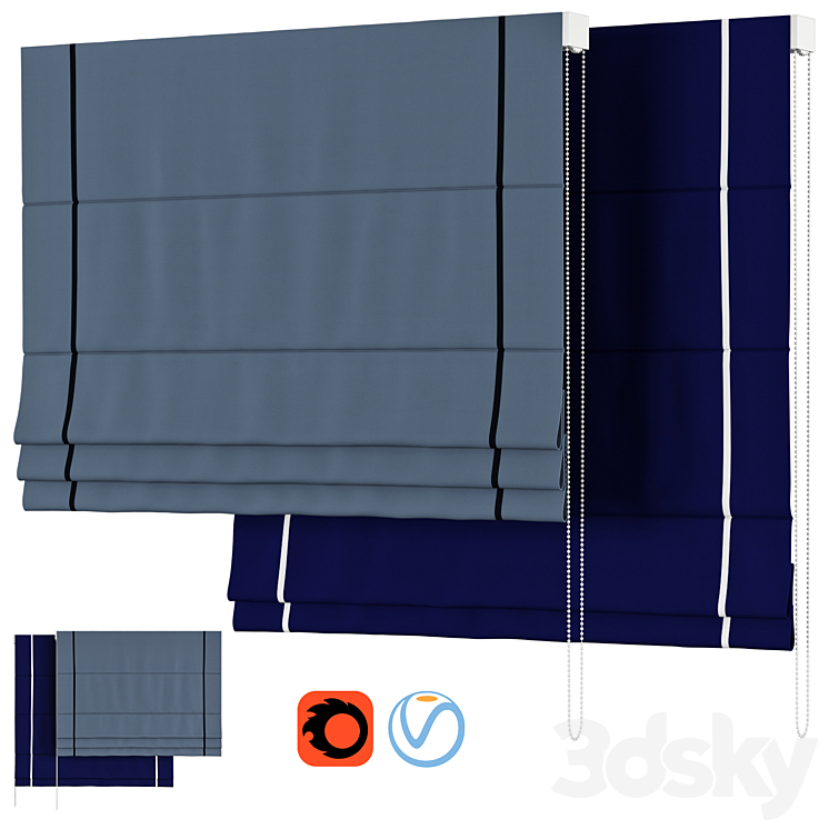 Roman Curtains 145 | Dihin Home | Modern Solid Color Roman Shades 3DS Max Model - thumbnail 1