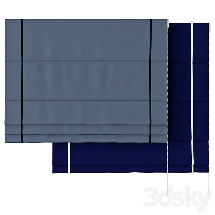 Roman Curtains 145 | Dihin Home | Modern Solid Color Roman Shades 3DS Max Model - thumbnail 2