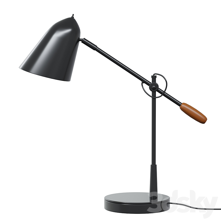 Work lamp Morgan black metal table lamp with USB port 3DS Max Model - thumbnail 1