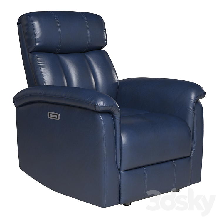 Recliner Navy Leather 3DS Max Model - thumbnail 1